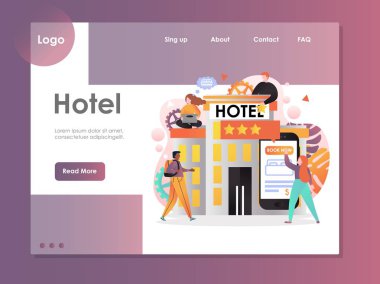 Otel vektör web sitesi açılış sayfası tasarım şablonu