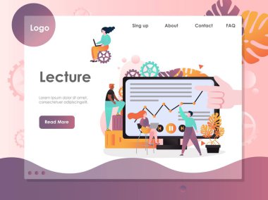 Ders vektör web sitesi açılış sayfası tasarım şablonu