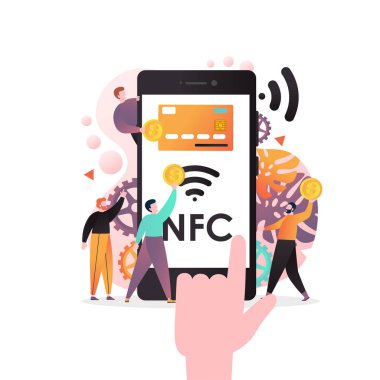 Web banner, web sitesi sayfası için Nfc teknoloji vektör kavramı