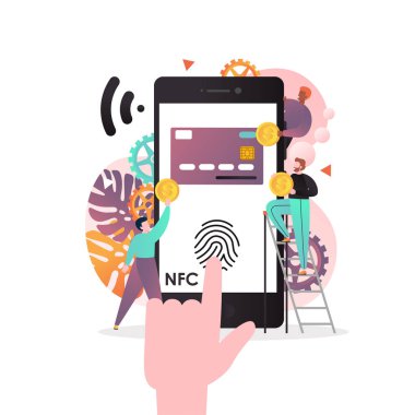 Web banner, web sitesi sayfası için Nfc teknoloji vektör kavramı
