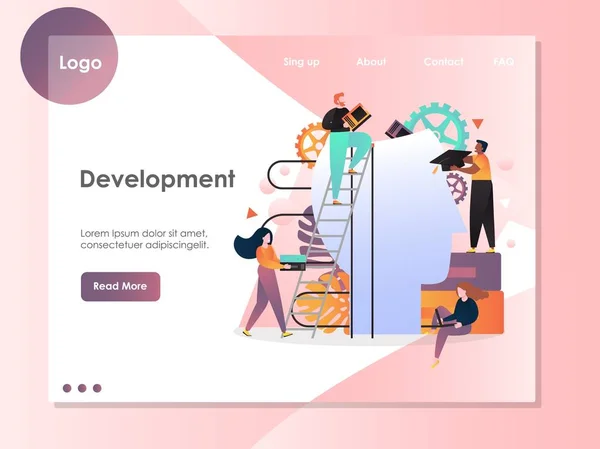 Modelo de design de landing page de site vetorial de desenvolvimento — Vetor de Stock