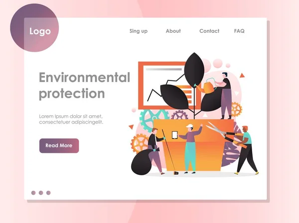 環境保護ベクトルウェブサイトランディングページデザインテンプレート — ストックベクタ