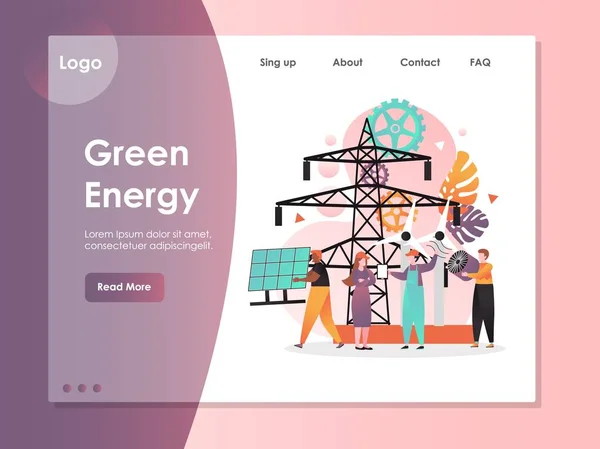 Green energy vector website landing page design template — Stock Vector
