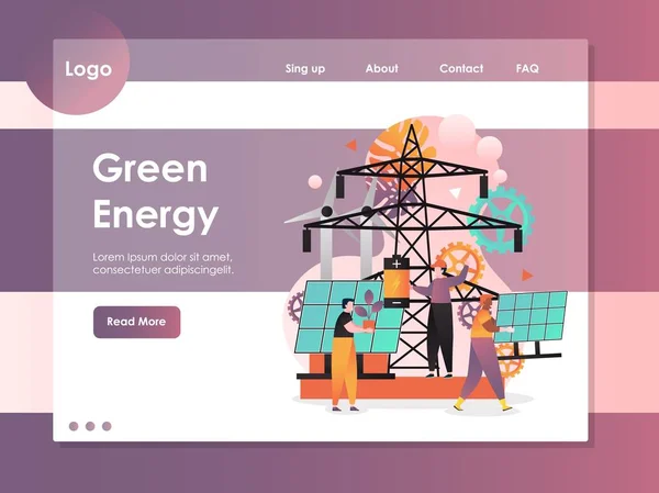 Modelo de design de página de destino de site vetorial de energia verde —  Vetores de Stock