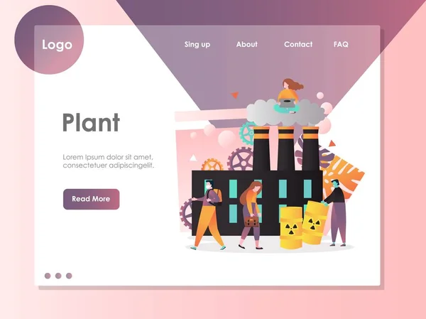 식물 벡터 웹 사이트 방문 페이지 디자인 템플릿 — 스톡 벡터