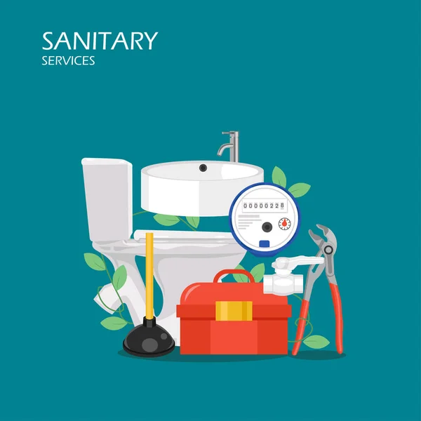 Servicios sanitarios vector plano estilo diseño ilustración — Archivo Imágenes Vectoriales