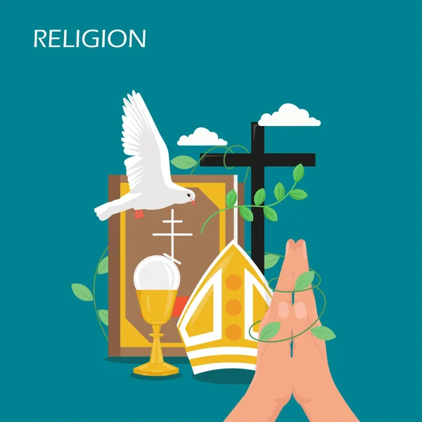 Chrześcijaństwo ilustracja religia płaski styl wektor — Wektor stockowy