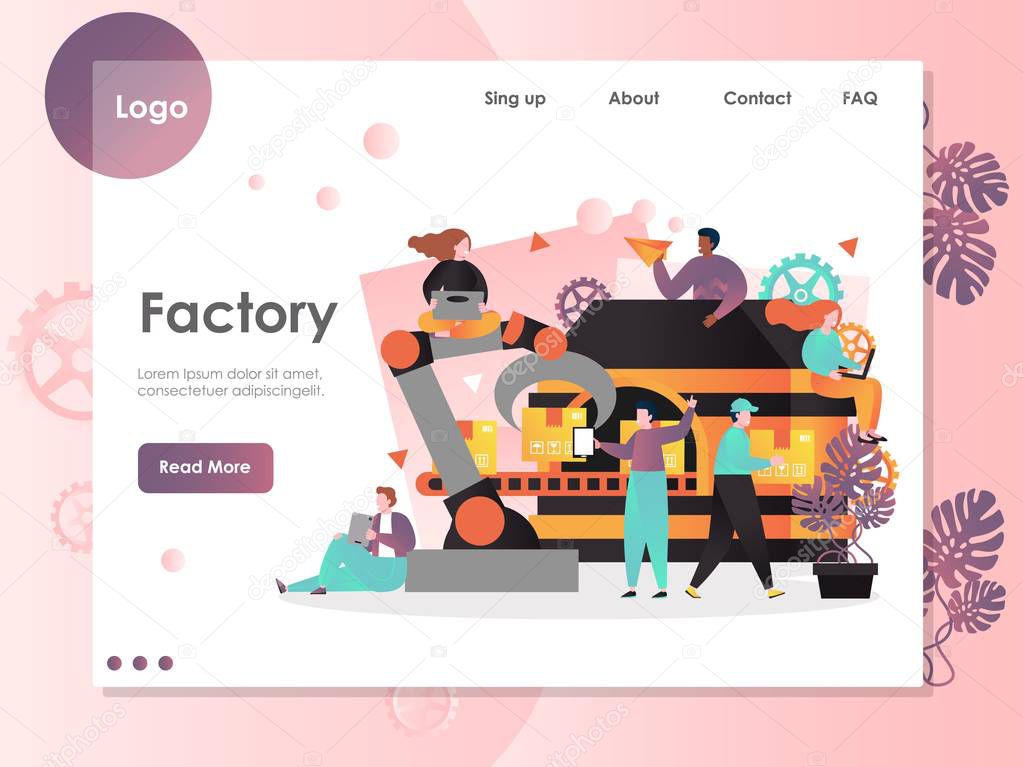 Factory vector website landing page design template