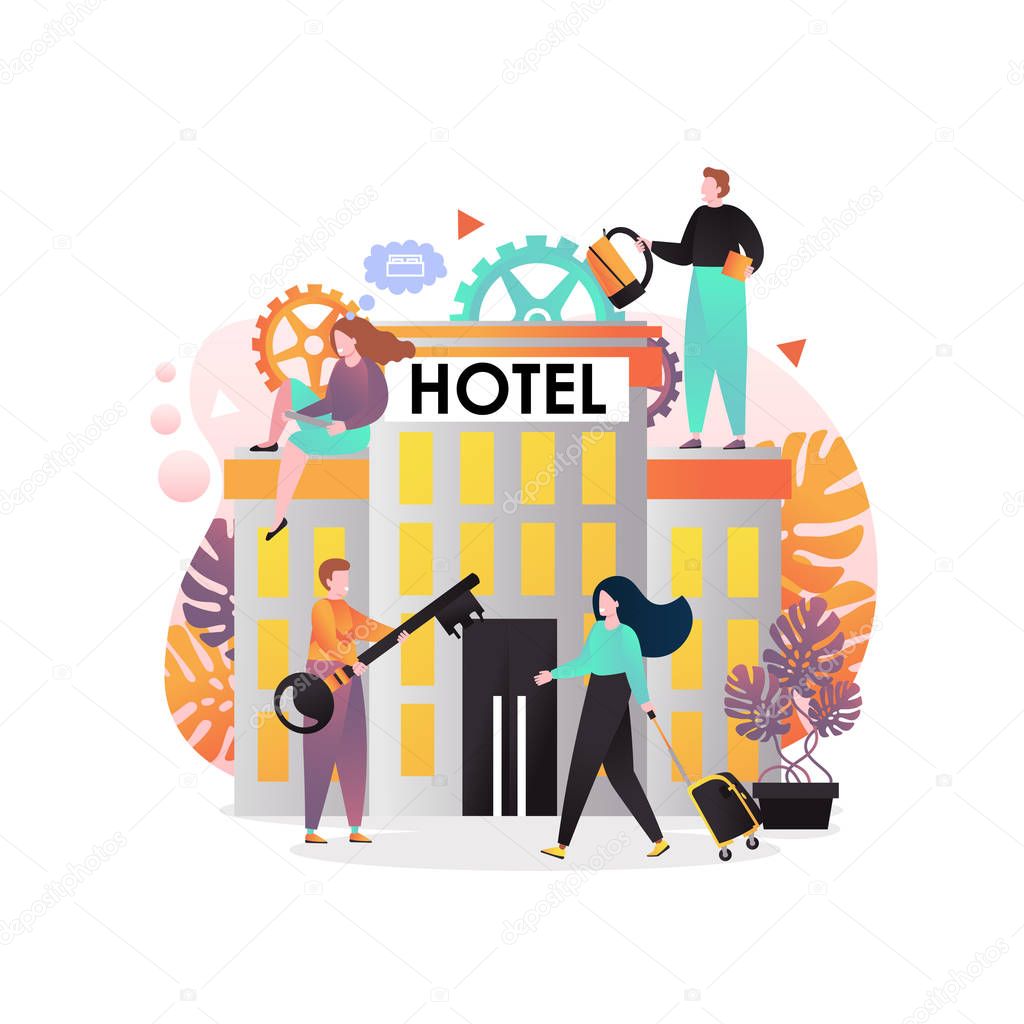 Hotel services vector concept for web banner, website page