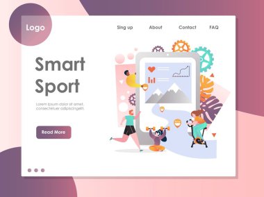 Akıllı spor vektör web sitesi açılış sayfası tasarım şablonu