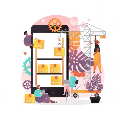 Web banner, web sayfası için depo depolama uygulaması vektör kavramı