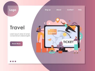 Vektör Web sitesi açılış sayfası tasarım şablonu seyahat