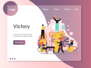 Zafer vektör web sitesi açılış sayfası tasarım şablonu