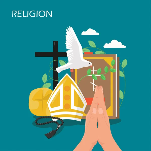 Christendom Religie vector platte stijl ontwerp illustratie — Stockvector