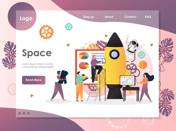 Modelo de design de landing page de site de vetor espacial —  Vetores de Stock