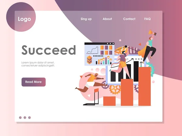 Modelo de design de landing page de site vetorial de sucesso — Vetor de Stock