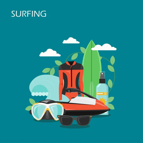 Surfausrüstung Vektor flachen Stil Design Illustration — Stockvektor