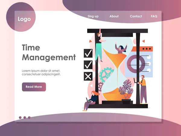 Modelo de design de landing page de site vetorial de gerenciamento de tempo —  Vetores de Stock