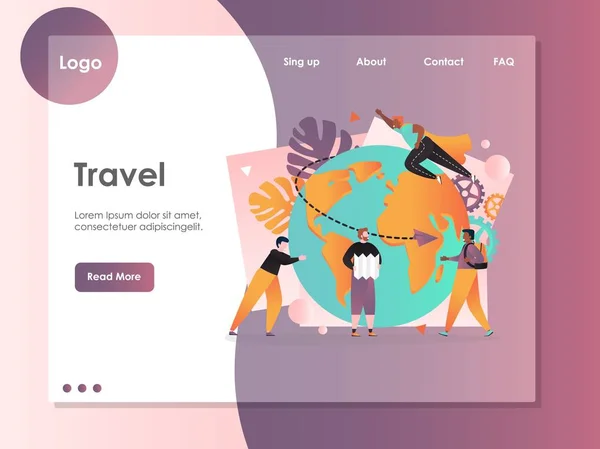 Modelo de design de landing page de site vetorial de viagens —  Vetores de Stock