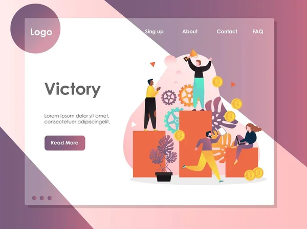 Victory Vector webbplats målsida designmall — Stock vektor