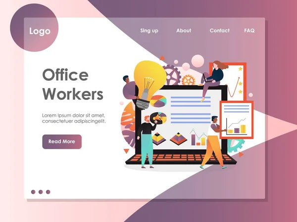 Ofis çalışanları vektör web sitesi açılış sayfası tasarım şablonu — Stok Vektör