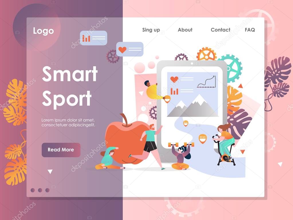 Smart sport vector website landing page design template