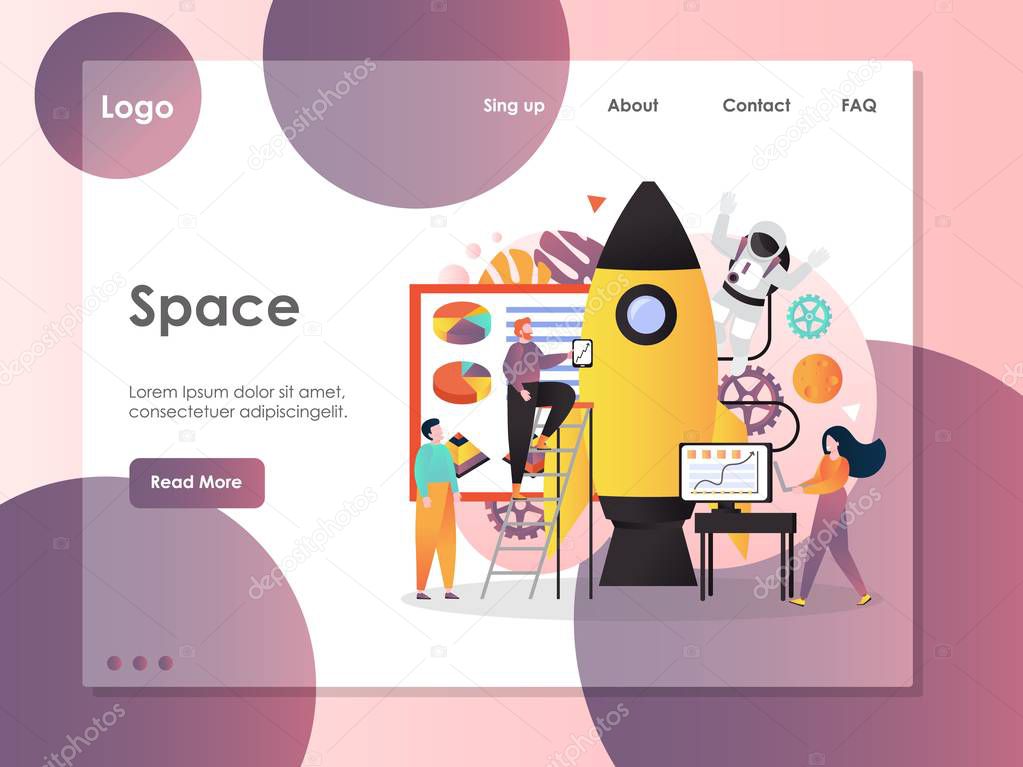 Space vector website landing page design template