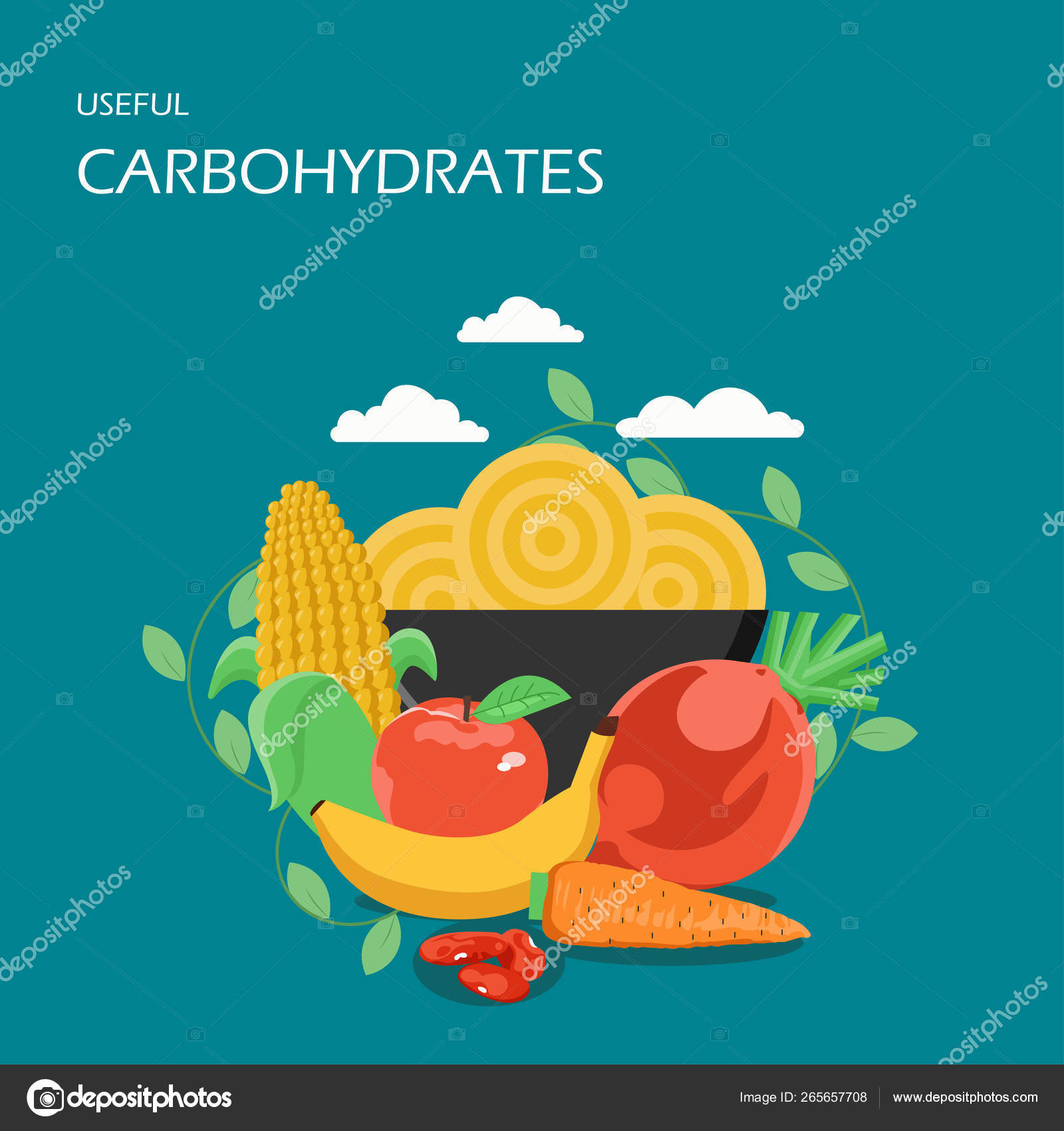 Useful carbohydrates vector flat style design illustration Stock Vector