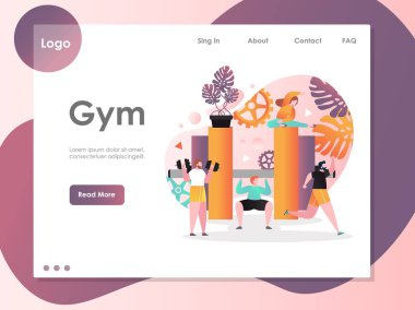 Gym vektör web sitesi açılış sayfası tasarım şablonu