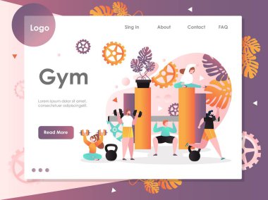 Gym vektör web sitesi açılış sayfası tasarım şablonu
