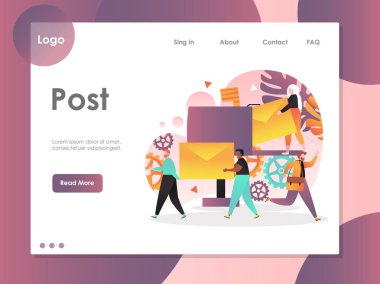Post vektör web sitesi açılış sayfası tasarım şablonu