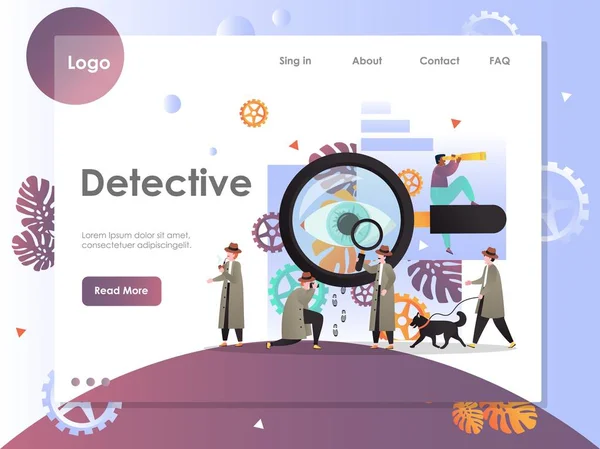 Detektiv Vektor Website Landing Page Design-Vorlage — Stockvektor
