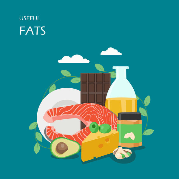 Useful fats vector flat style design illustration