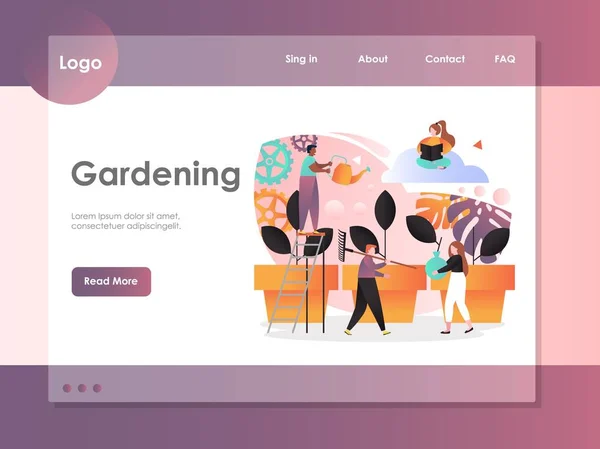 Jardinagem vetor site modelo de design de landing page —  Vetores de Stock