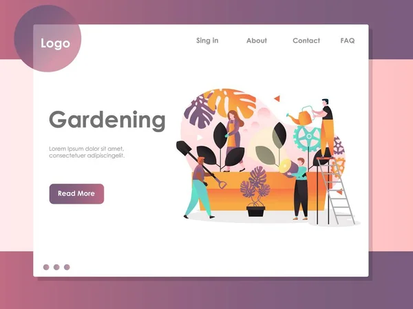 Gardening vector website landing page design template — Stock Vector