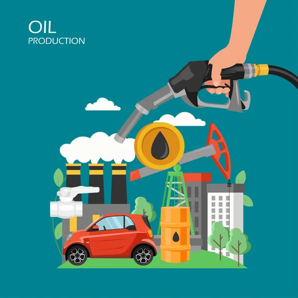 Oil production vector flat style design illustration