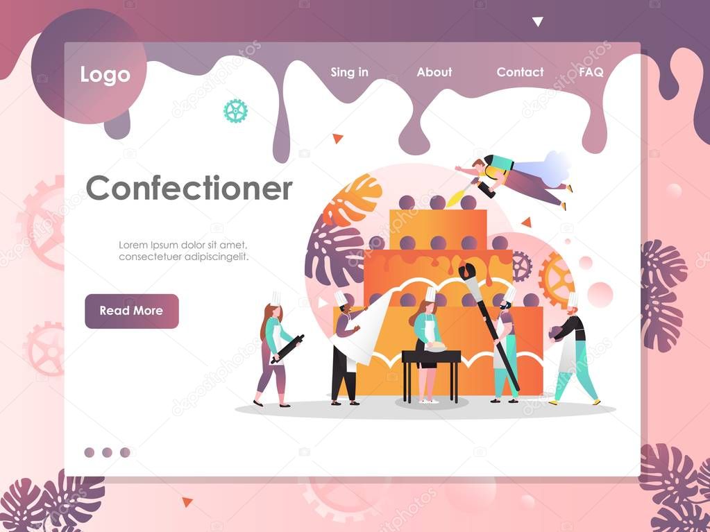 Confectioner vector website landing page design template