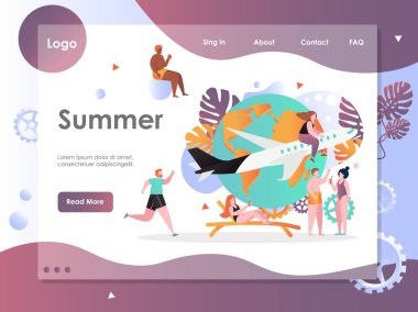 Yaz vektör web sitesi açılış sayfası tasarım şablonu