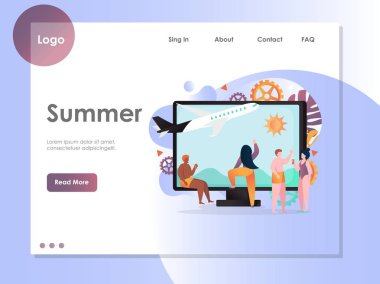 Yaz vektör web sitesi açılış sayfası tasarım şablonu