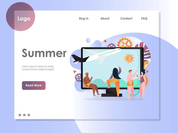 Modelo de design de landing page de site vetorial de verão —  Vetores de Stock