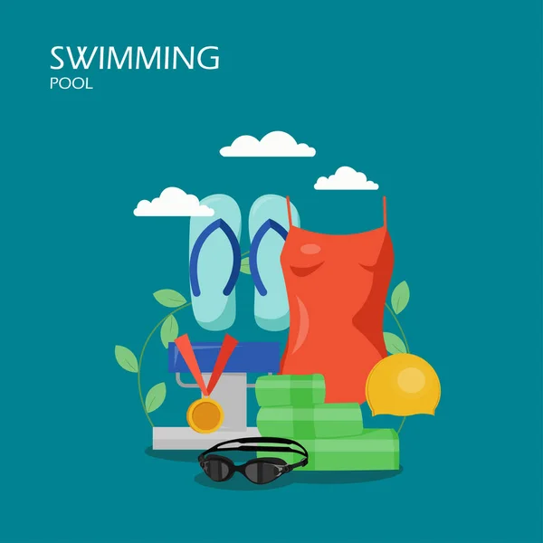 Schwimmbad Vektor flachen Stil Design Illustration — Stockvektor