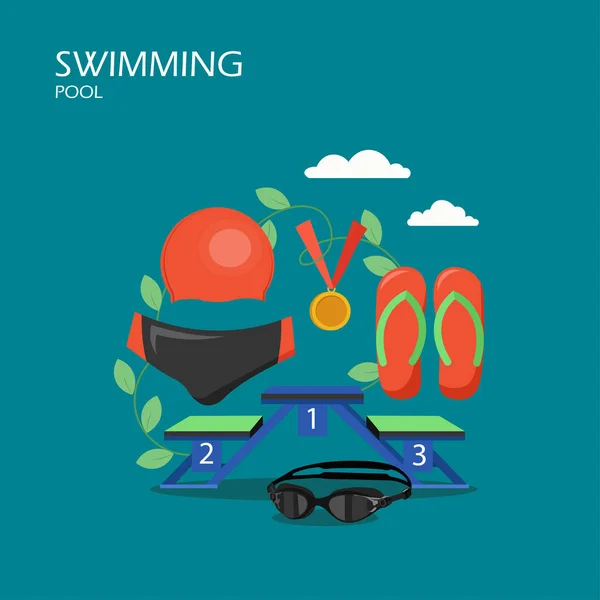 Schwimmbad Vektor flachen Stil Design Illustration — Stockvektor