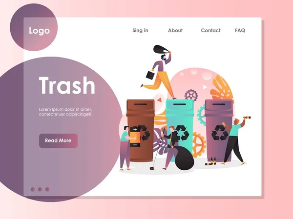 Trash vector website landing page design template — Stock Vector