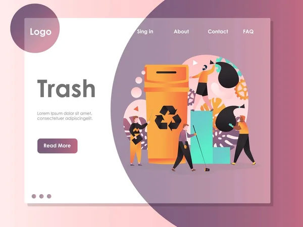 Trash vector website landing page design template — Stock Vector