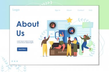 Hakkımızda vektör web sitesi açılış sayfası tasarım şablonu