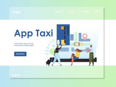 App taksi vektör web sitesi açılış sayfası tasarım şablonu