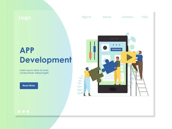 App utveckling vektor webbplats landning designmall — Stock vektor