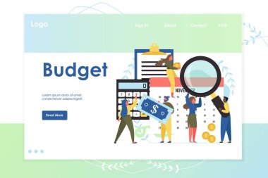 Bütçe vektör web sitesi açılış sayfası tasarım şablonu