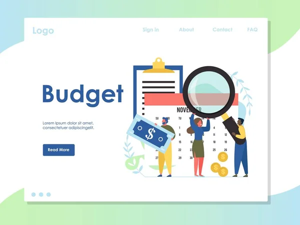Modèle de conception de page de destination de site Web vectoriel budgétaire — Image vectorielle