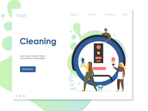 Cleaning vector website landing page design template — Stock Vector